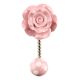 Pink Flower Ceramic Wall Hook in Silver Fitting